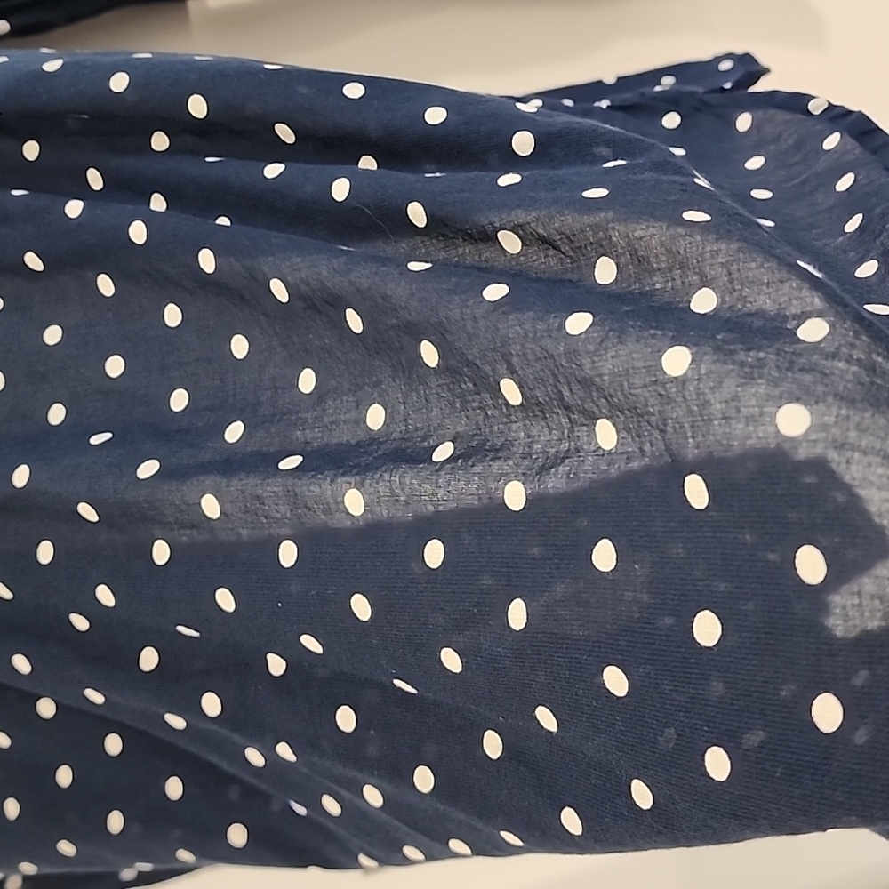 J. CREW Navy White Polka Dot Lightweight Cotton Silk Blend The Perfect Shirt - Picture 3 of 4
